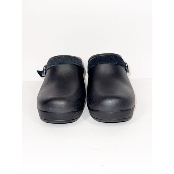 Crocs Dual Comfort Sarah Chunky Heel Mule Clog Black Strap Buckle SlipOn Women 8 - Picture 3 of 15